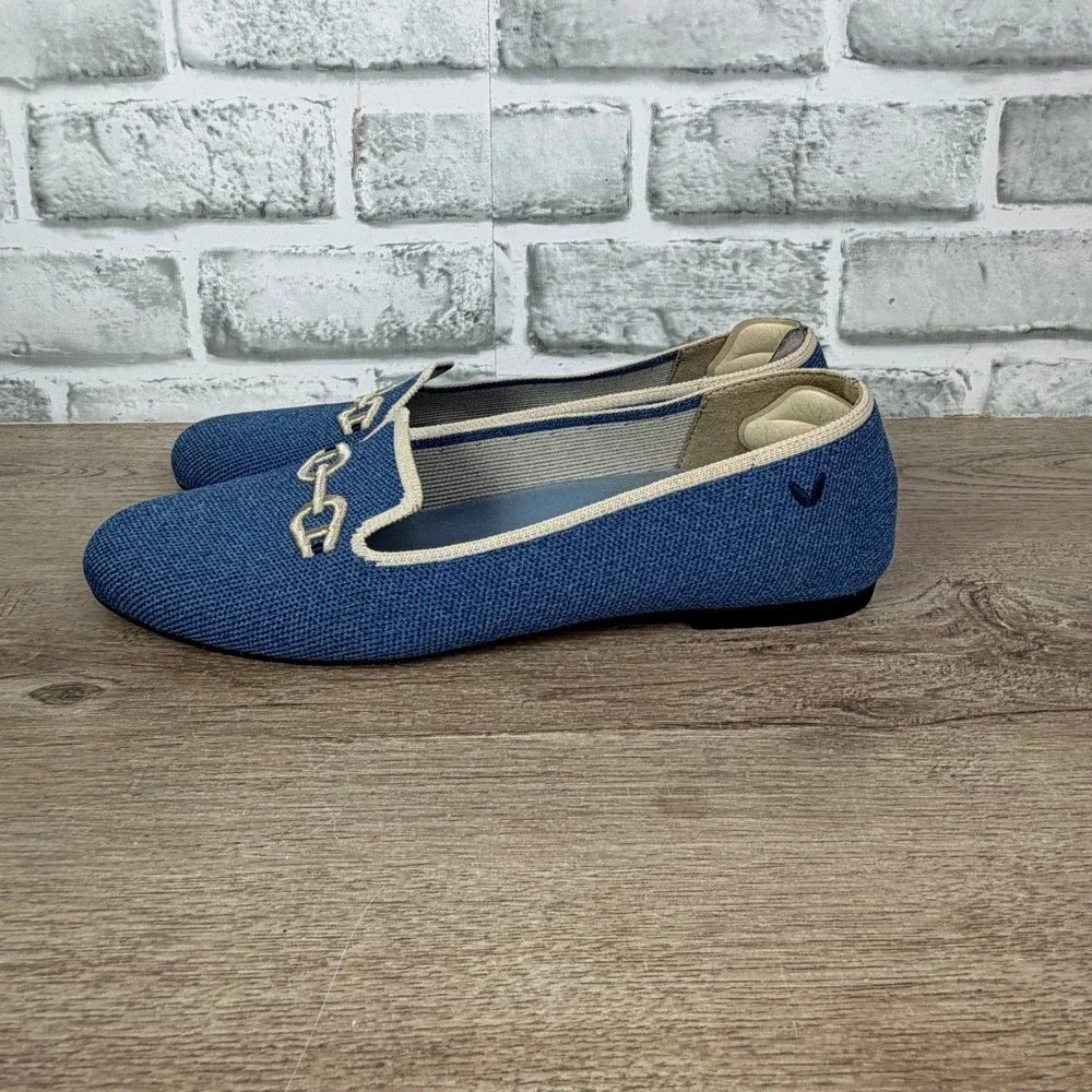 VIVAIA Eillen Pointed-Toe Loafers Horsebit Blue Womens 38.5